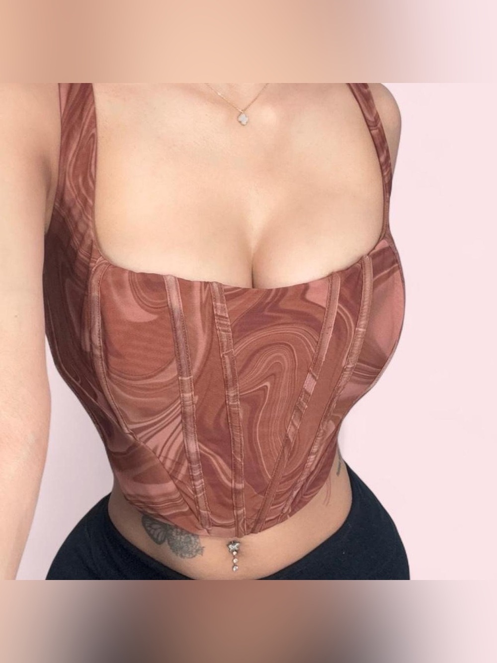 House of CB Miah Chocolate Swirl Mesh Corset
Top Size Small